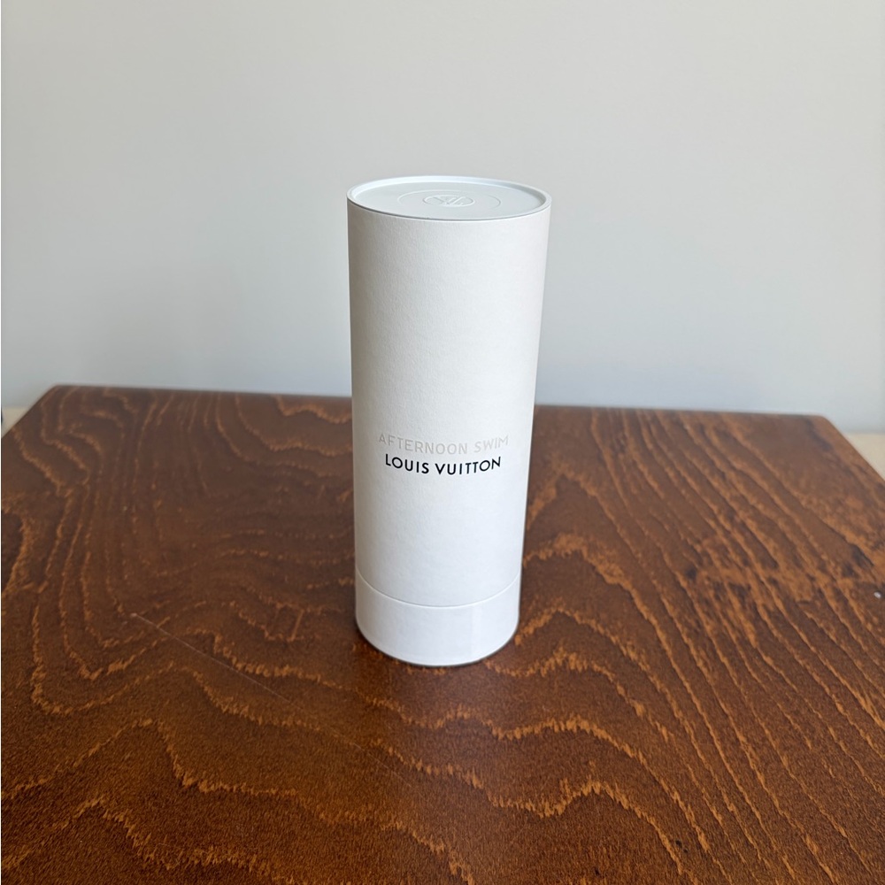 Louis Vuitton White Cylindrical Branded Perfume Case - Empty